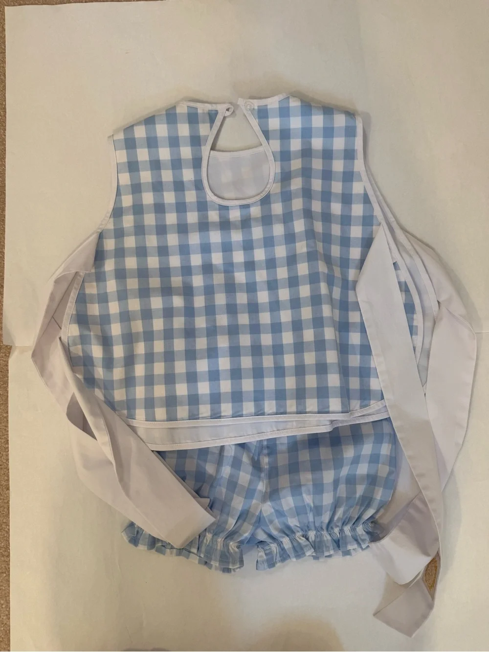 The Beaufort Bonnet CompanyBlue Gingham Kids Bib Set - Smock and Bloomers